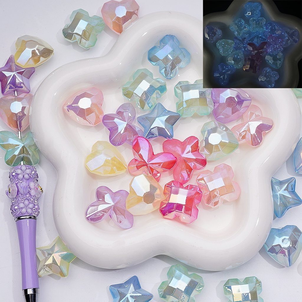 Luminous Star Heart Butterfly Four-Leaf Clover Acrylic Beads Mix