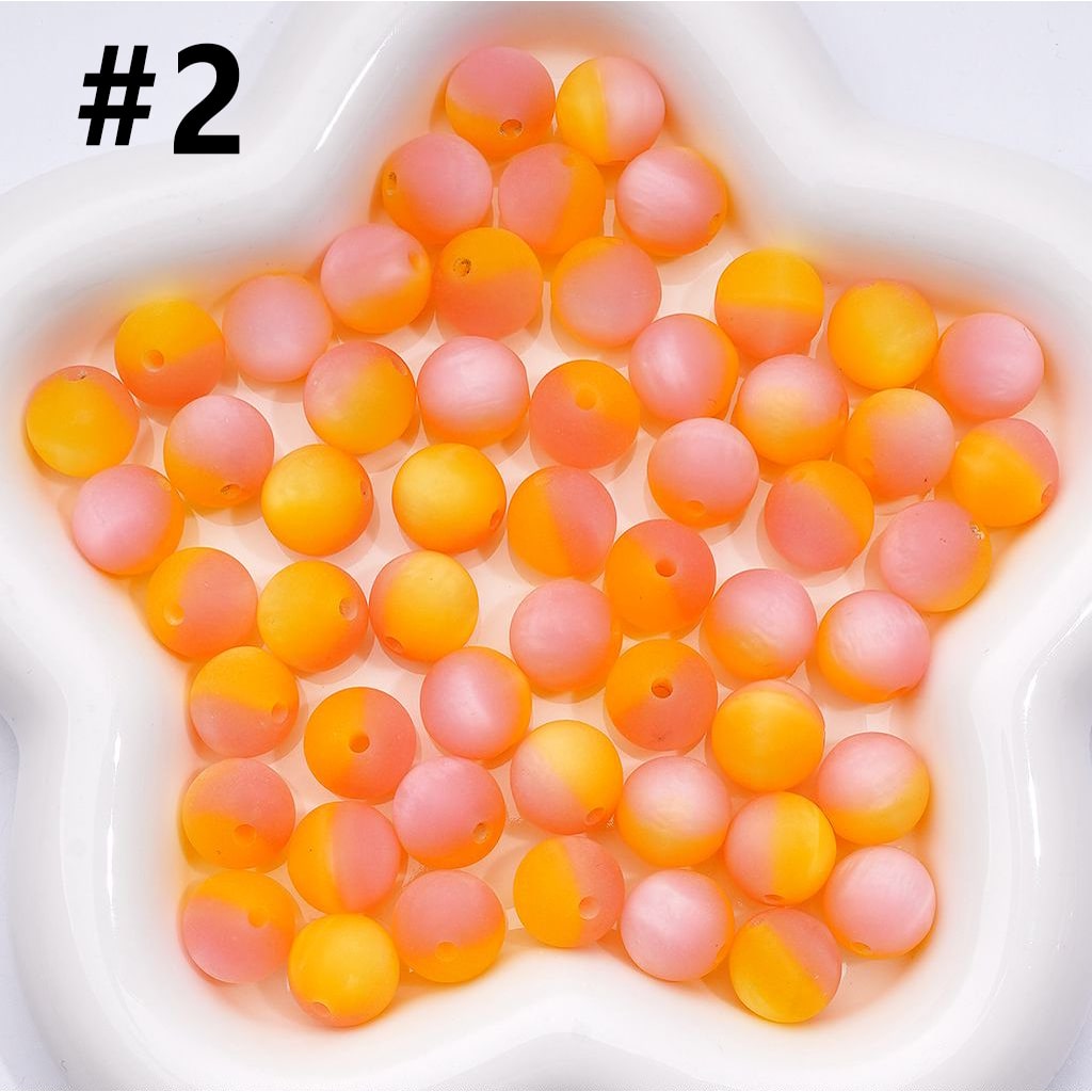Cute Double Color Cat Eye Style Frosted Matte Round Acrylic Beads, 12MM