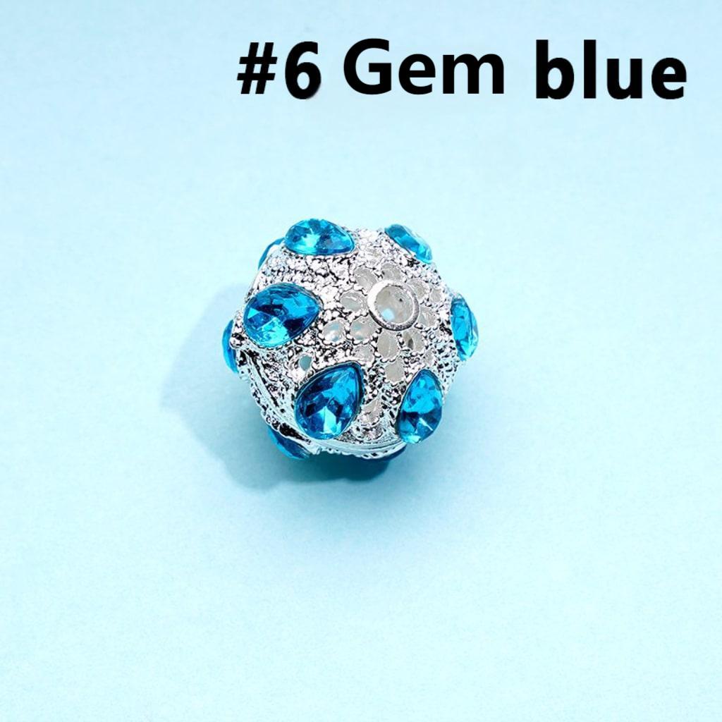 Exquisite Silver Alloy Hollow Ball with Colorful Rhinestones Beads, Around 16MM