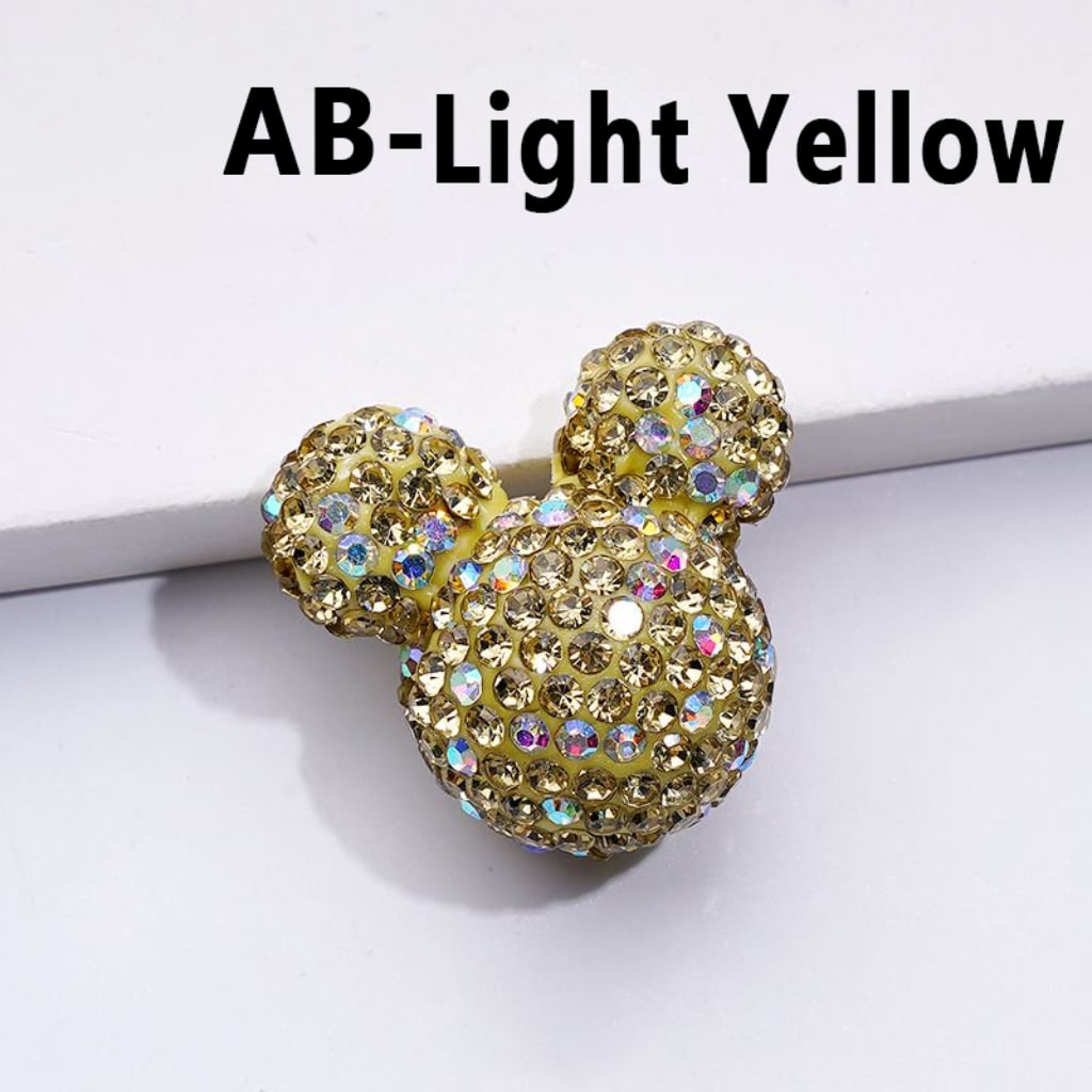 Vivid Cute Micke Minni Mouse Head Clay Beads with Multi-Color & AB Rhinestones, 22*24*17MM