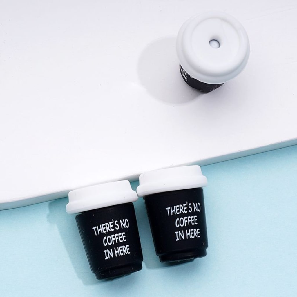 3D Cute Coffee Cup Bottle There's No Coffee In Here Silicone Focal Beads