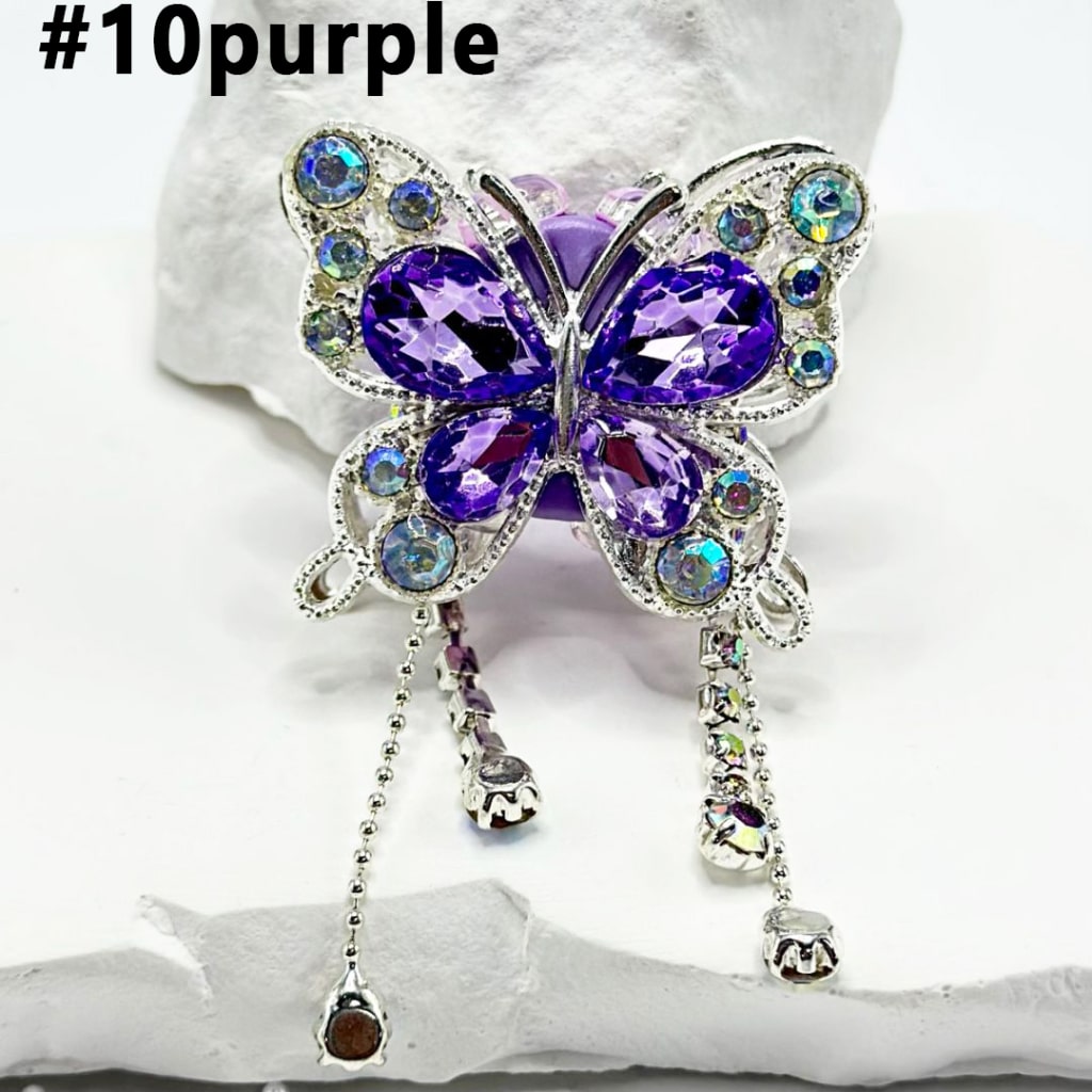 キラキラ輝くバタフライファンシー合金粘土ビーズ、ラインストーンとペンダントチェーン付き、34MM×40MM