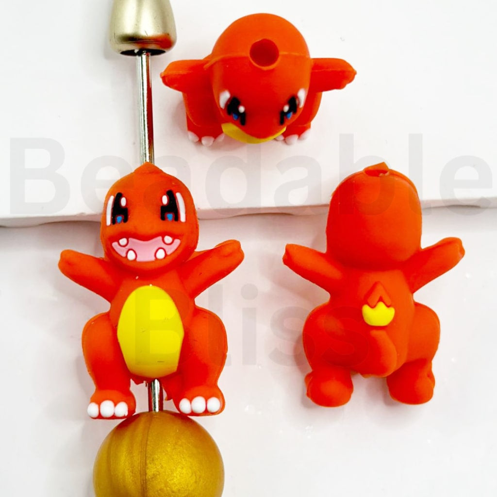 3D Vivid Cute Pocket Monsters Charmande Silicone Focal Beads