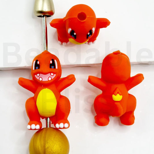 3D Vivid Cute Pocket Monsters Charmande Silicone Focal Beads
