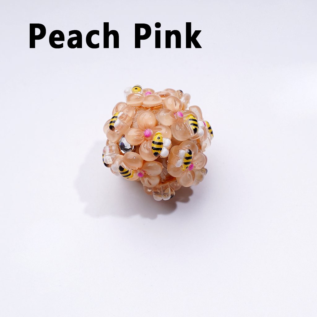 ミニかわいい花の蜂の透明ラインストーンラウンドアクリルビーズ、無地、約20mm