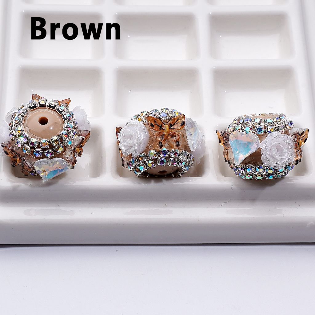 Fancy Glitter Flowers Cute Butterflies Shiny Hearts AB Rhinestones Chains Acrylic Beads, Around 16*24MM