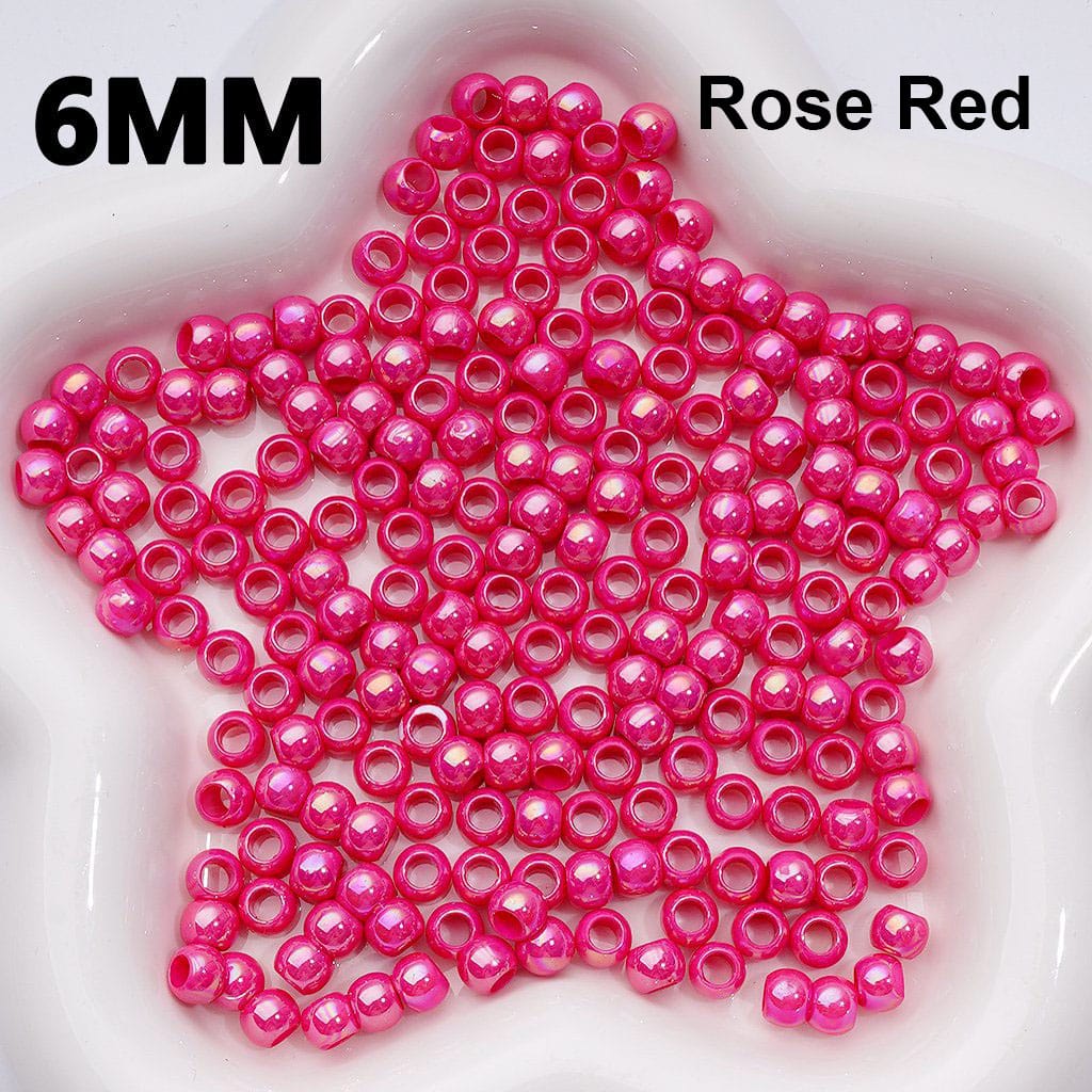 UV Coating Mini Seed Acrylic Beads Spacer with Large Hole, 6MM, Random Mix (Can be Used for Pen)