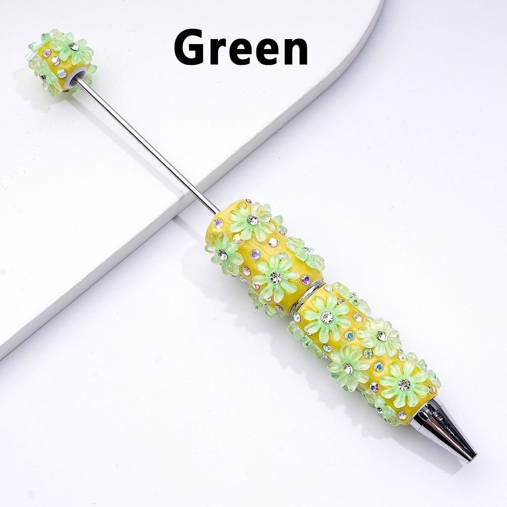 Multi-Color Beadable Clay Pens with AB Rhinestones Mini Cute Flowers Clear Rhinestones Inside
