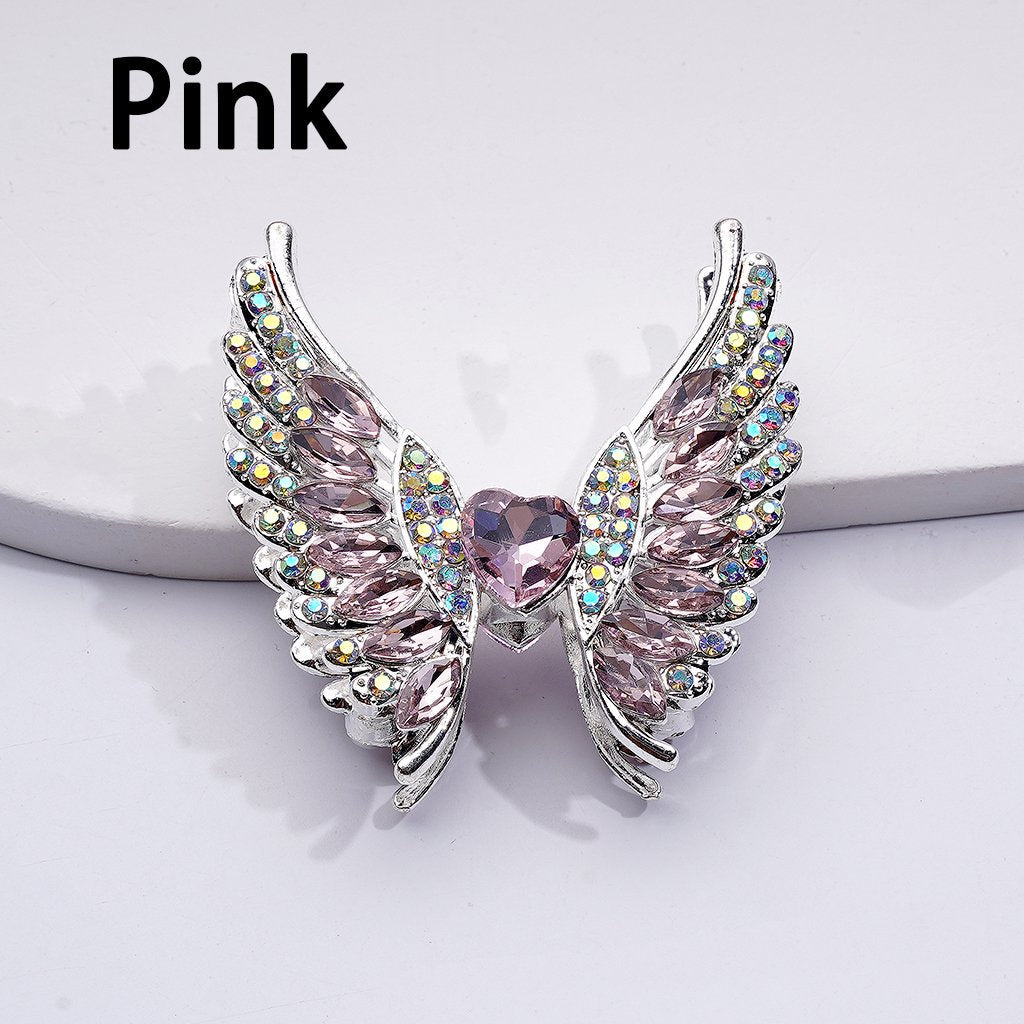Exquisite Fancy Silver Alloy Angel's Wings Beads with Shiny Rhinestones, 46*50MM