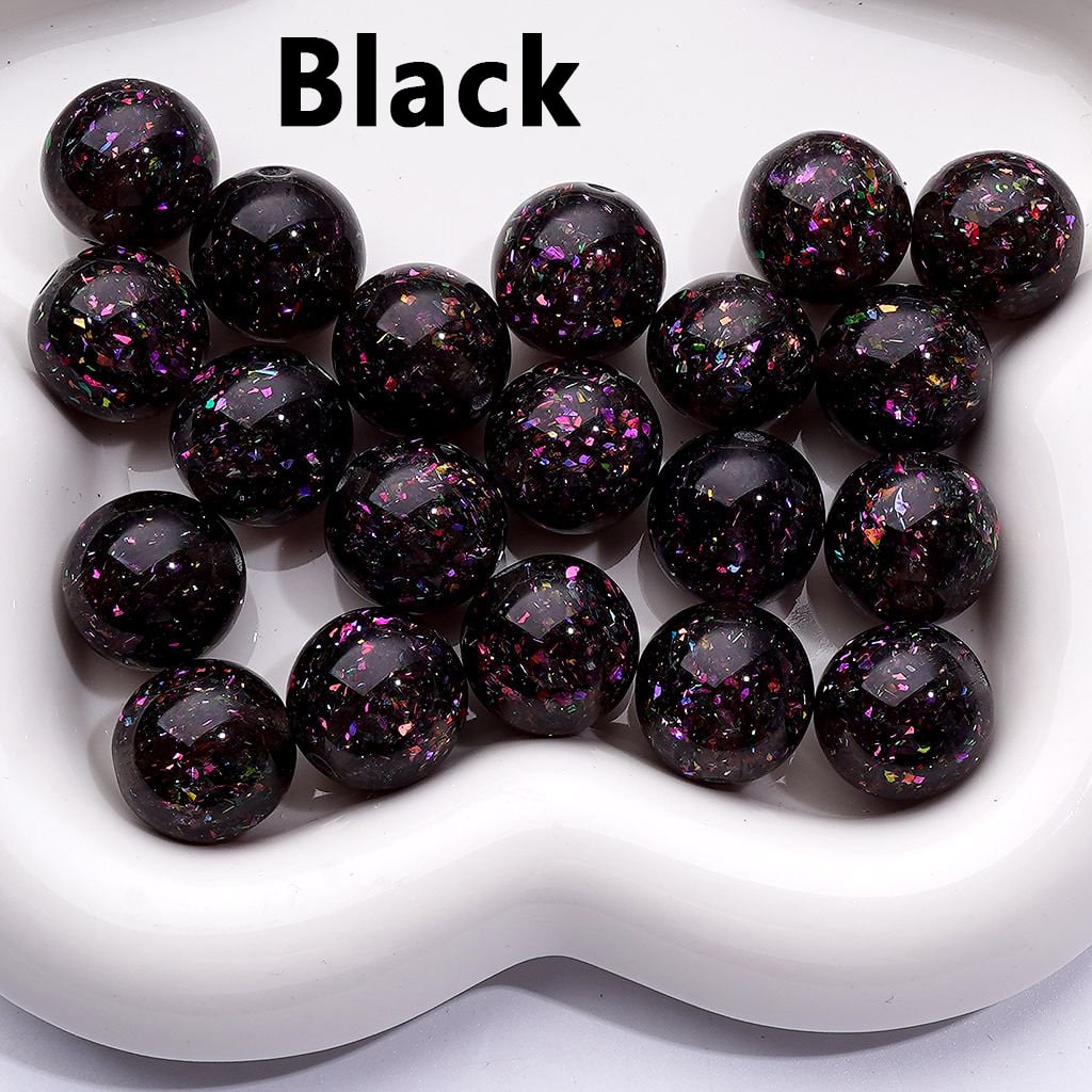 Bling Bling Shiny Mini Flakes Multi-Color Clear Round Acrylic Beads, 16MM