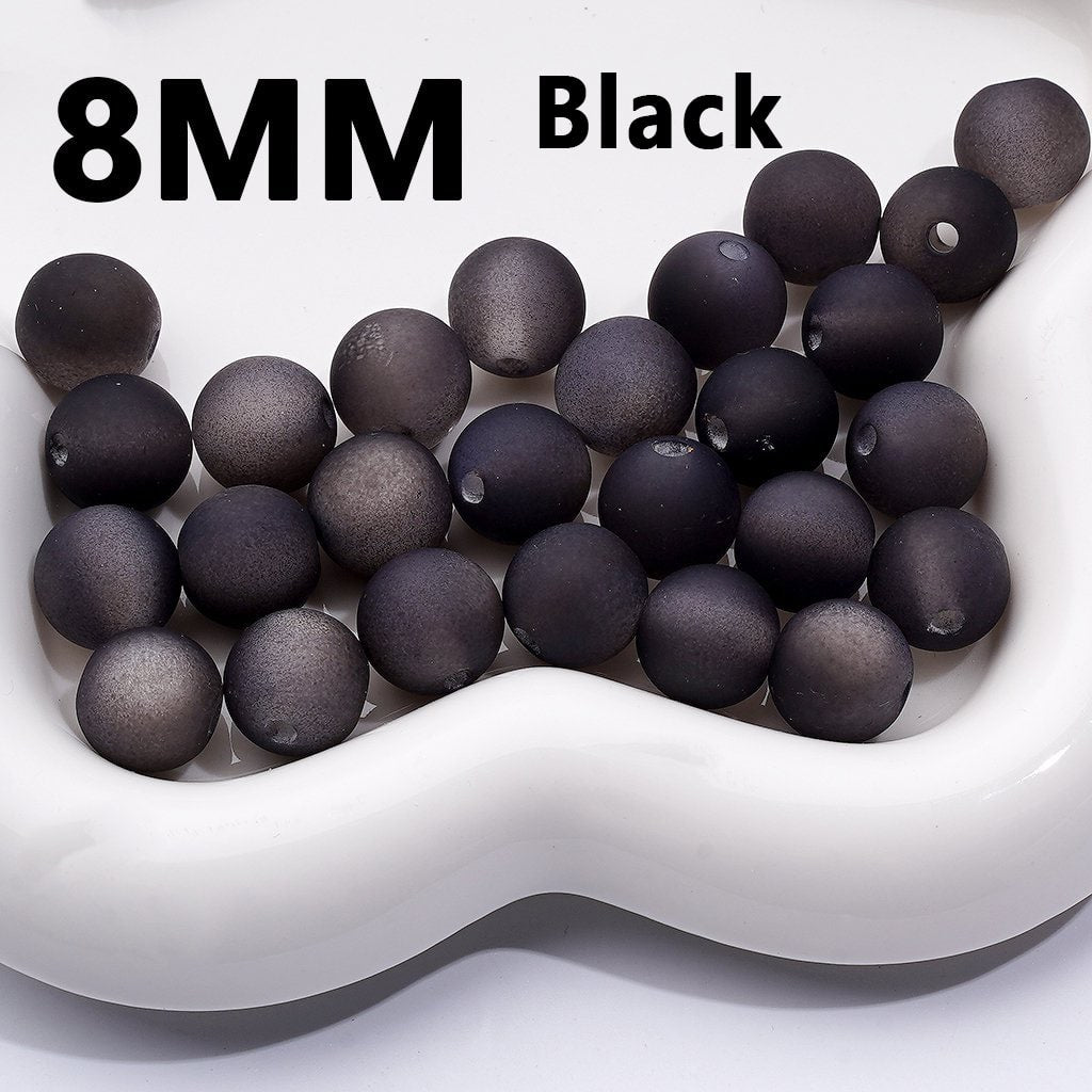 Multi-Color Cat Eye Style Frosted Matte Round Acrylic Beads, 8MM