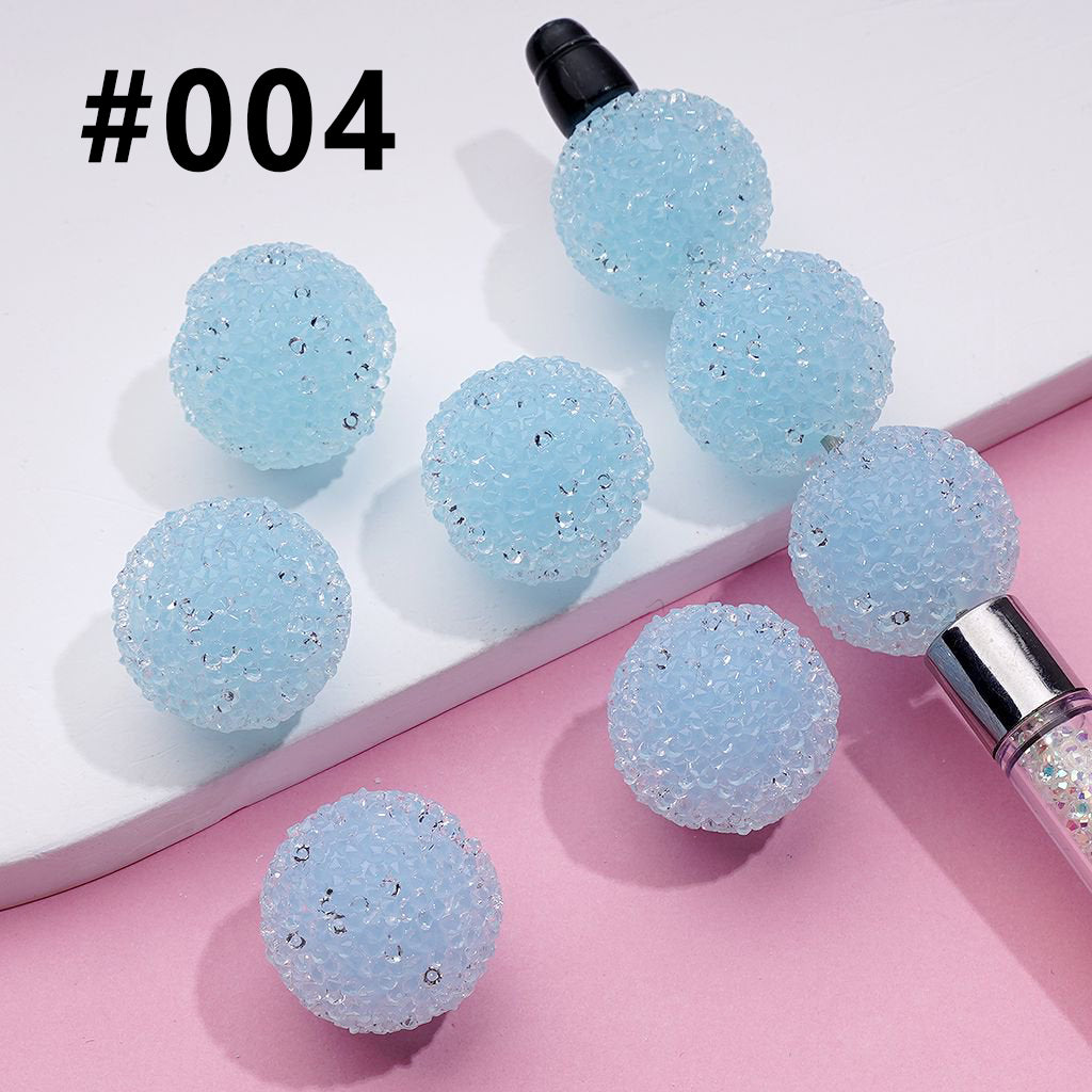 Hard Sugar Beads in Solid Colors Clear Rhinestones Candy Round 20mm