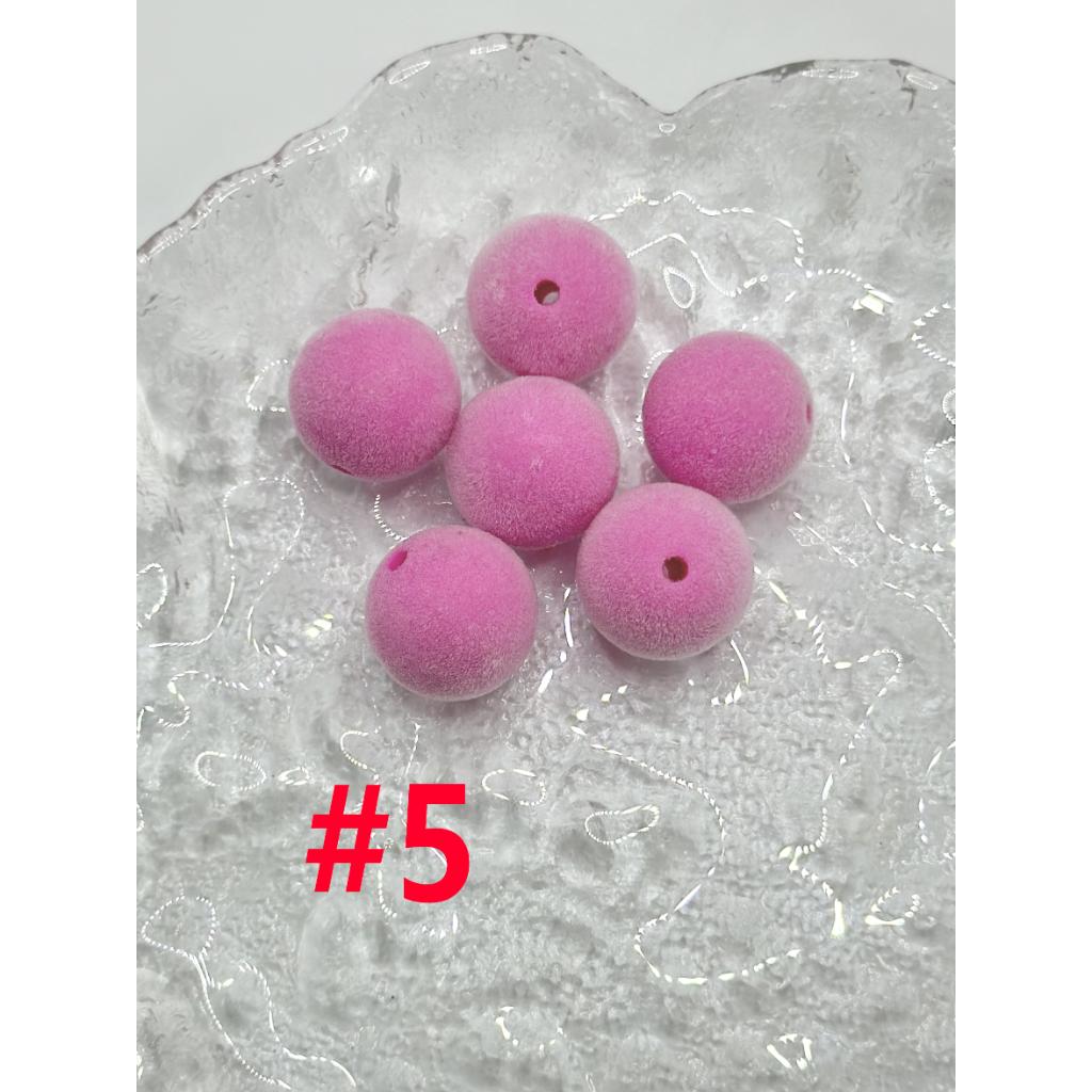 フロック加工アクリルビーズ、丸型、ランダムミックスライトカラー、16mm、WQ、説明をお読みください