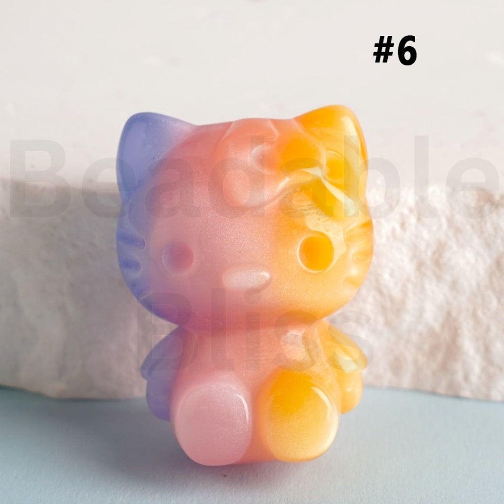 Glossy Gradient Ombre Color HK Kitten Acrylic Beads, Around 24*33MM