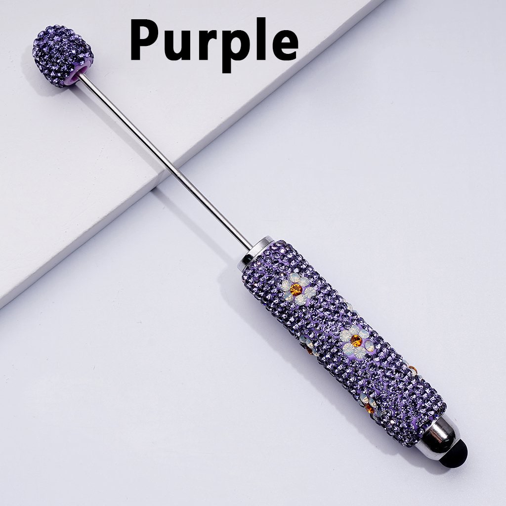 Beadable Clay Stylus Pen with Mini Cute Flowers Multi-Color Shiny Rhinestones