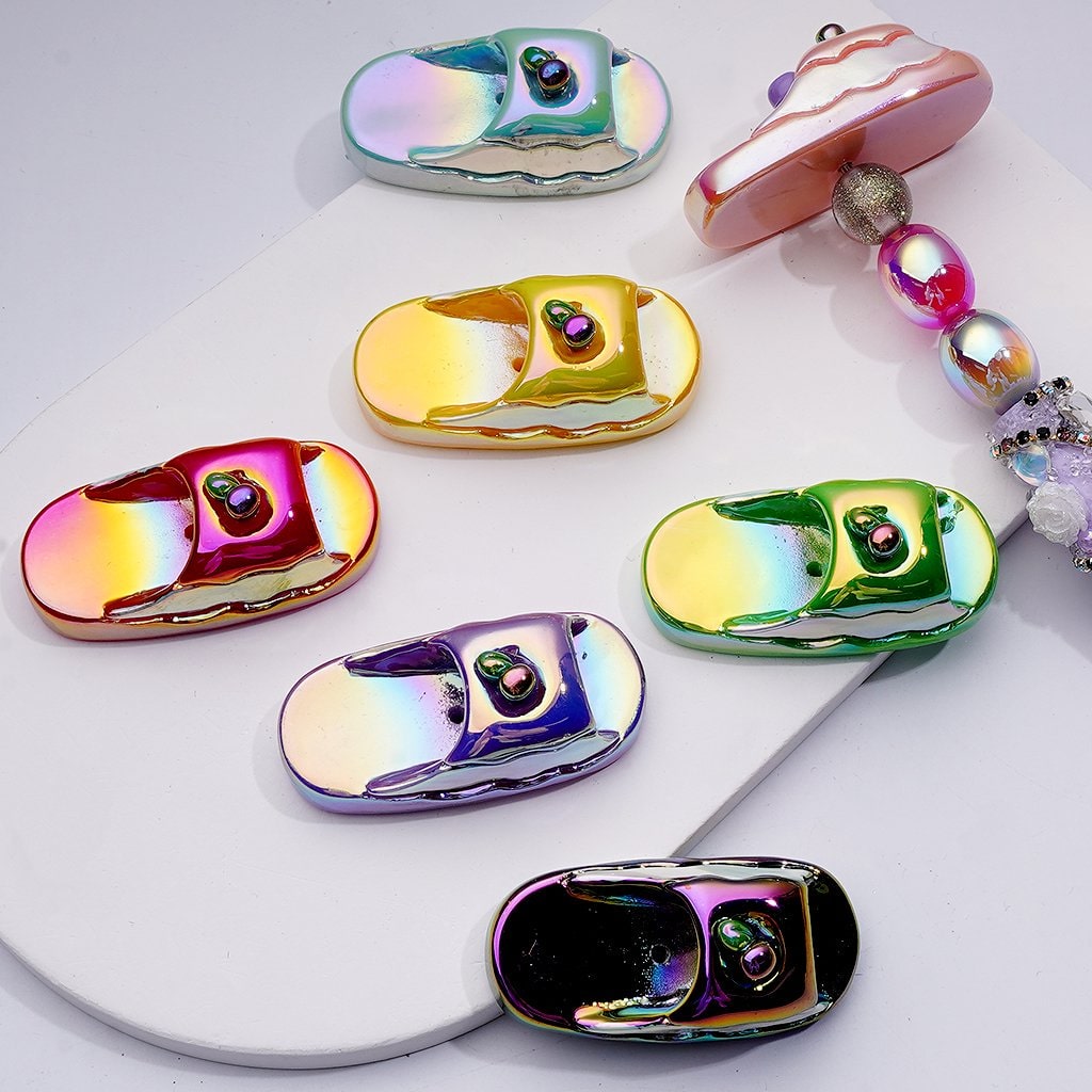 UV Coating Large Vivid Slippers Acrylic Beads, 50*24*21MM, Random Mix