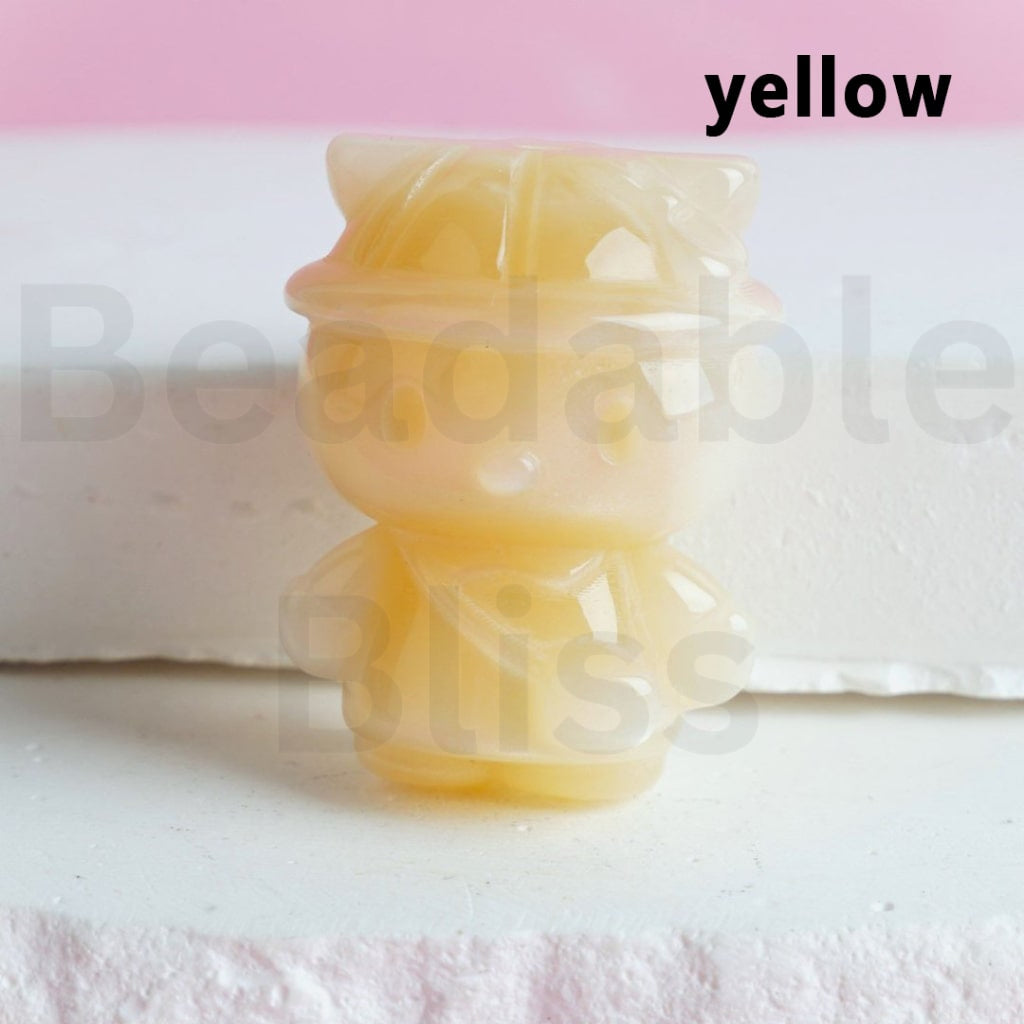 Glossy Colorful Cute HK Kitten with Cap Hat Bag Acrylic Beads, Around 31*22MM