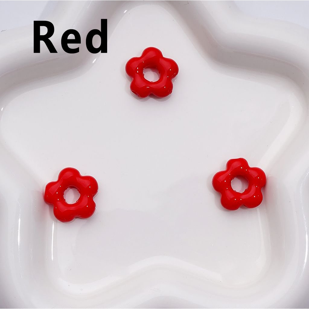Solid Color Mini Cute Flowers with Large Hole Acrylic Beads, Around 20MM