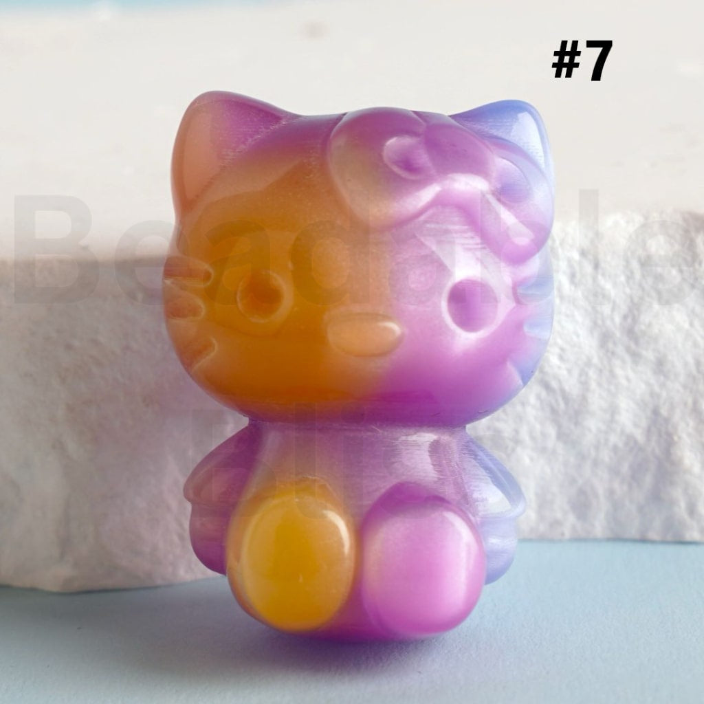 Glossy Gradient Ombre Color HK Kitten Acrylic Beads, Around 24*33MM
