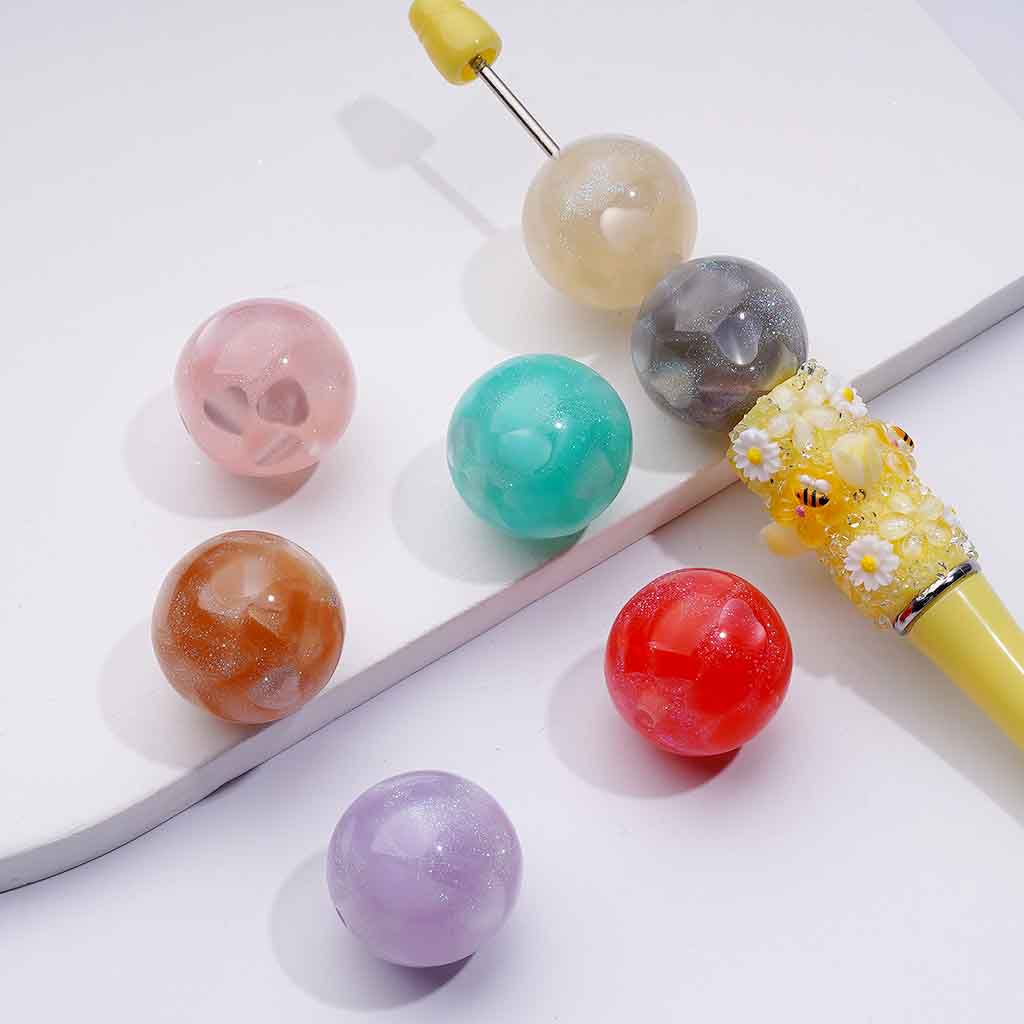 Acrylic Beads with Glitter & Heart Inside, 20mm, WM, Please Read the Description