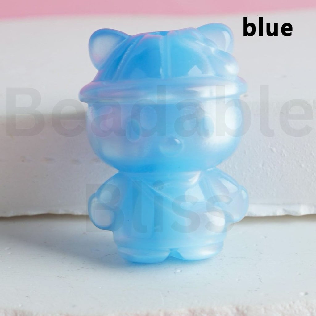 Glossy Colorful Cute HK Kitten with Cap Hat Bag Acrylic Beads, Around 31*22MM