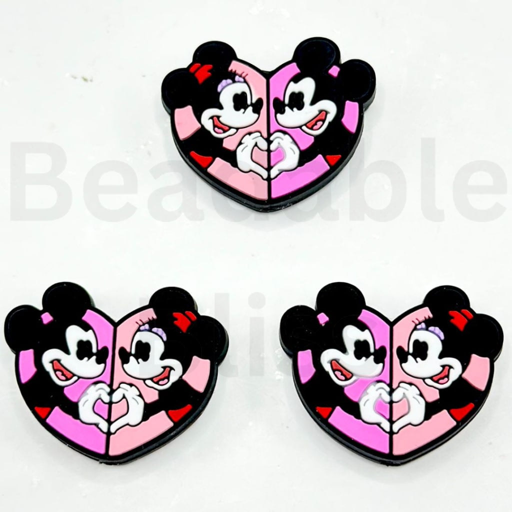 Micki Minni Heart Hand Sign Love Valentines Silicone Focal Beads