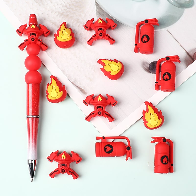Silicone Focal Beads 3D Fire Fighting Apparatus Equipment Fire Mask Fire Axe Fire Extinguisher