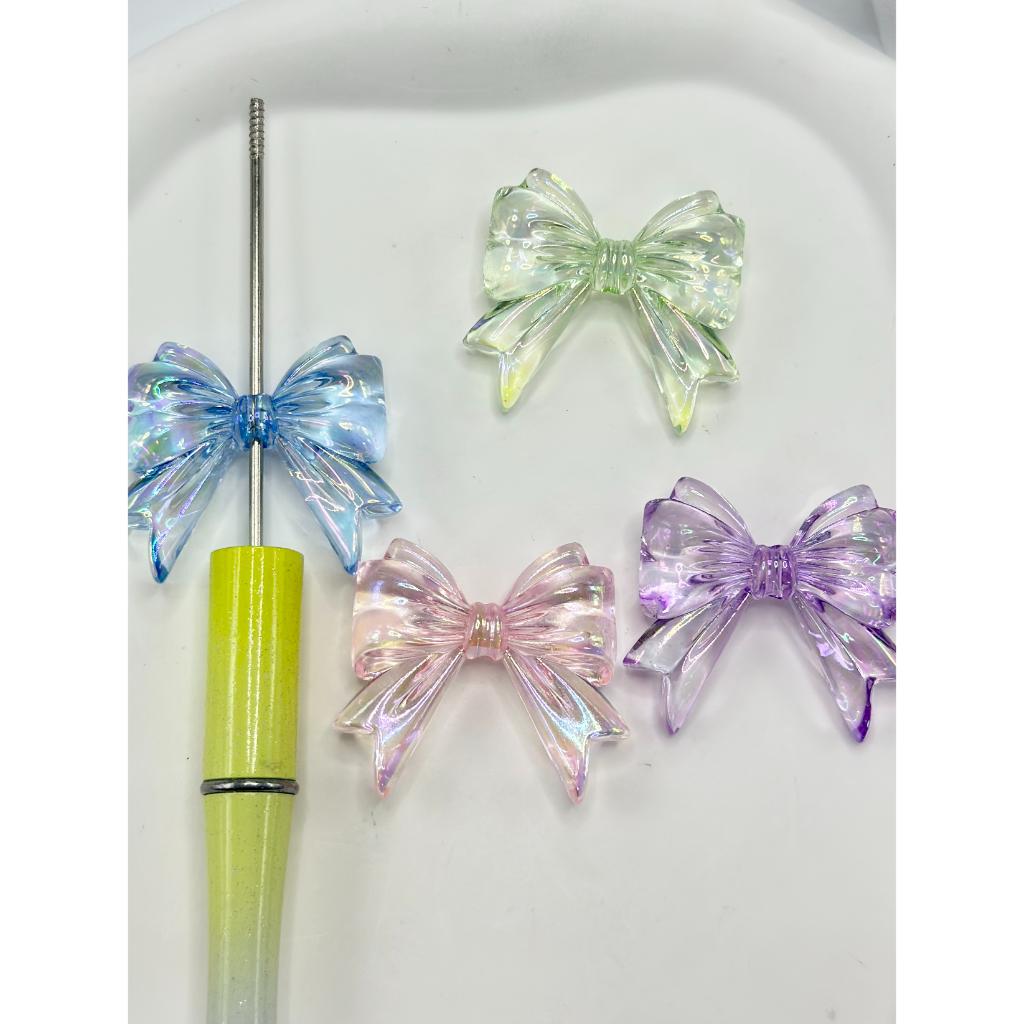 See Thru Clear,Solid,Pastel color Bowtie Acrylic Beads, Random Mix Color,