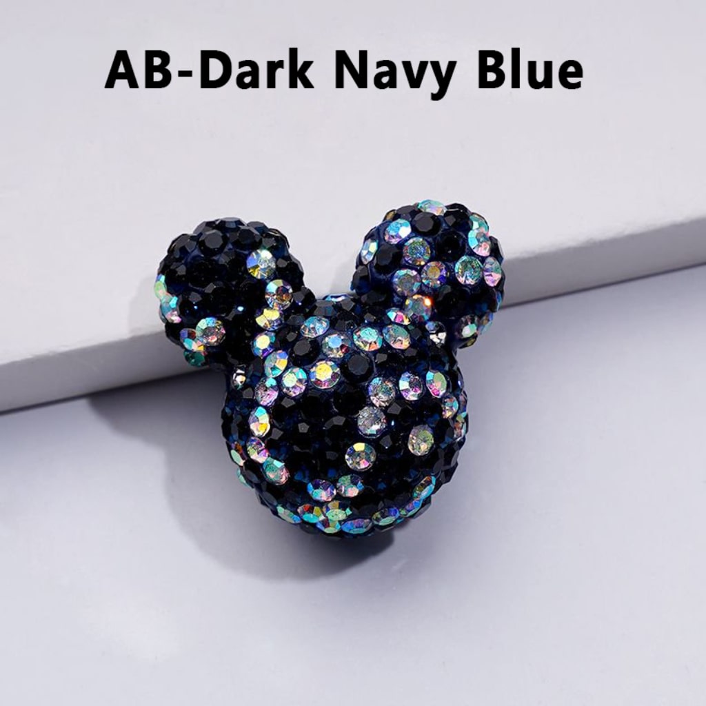 Vivid Cute Micke Minni Mouse Head Clay Beads with Multi-Color & AB Rhinestones, 22*24*17MM