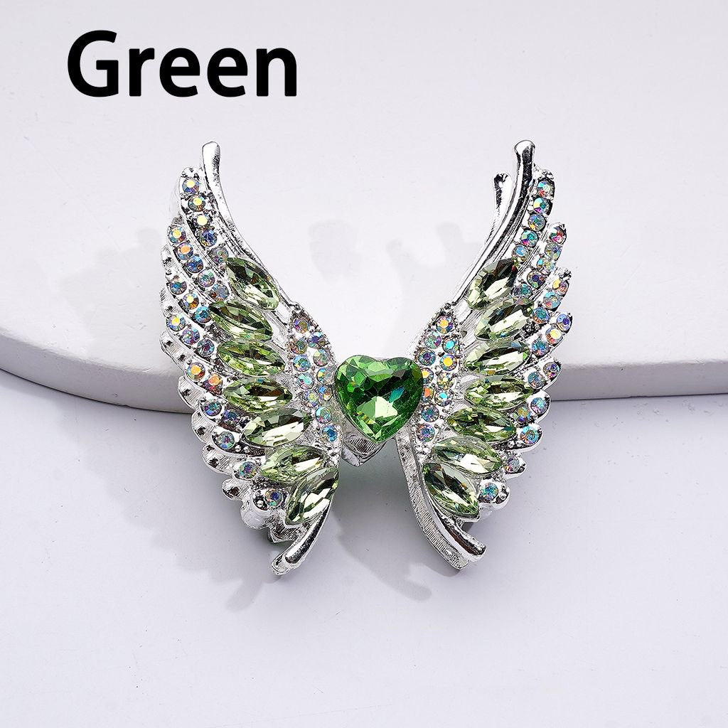 Exquisite Fancy Silver Alloy Angel's Wings Beads with Shiny Rhinestones, 46*50MM