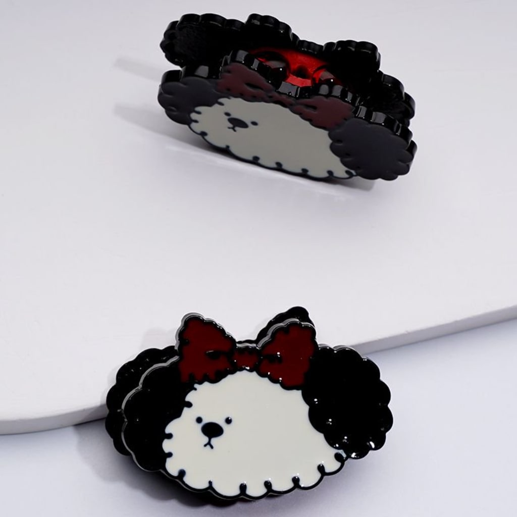 かわいい合金の子犬、リボン付き、カラフルな花、オーバルパール、ラウンド粘土ビーズ、約42×30MM