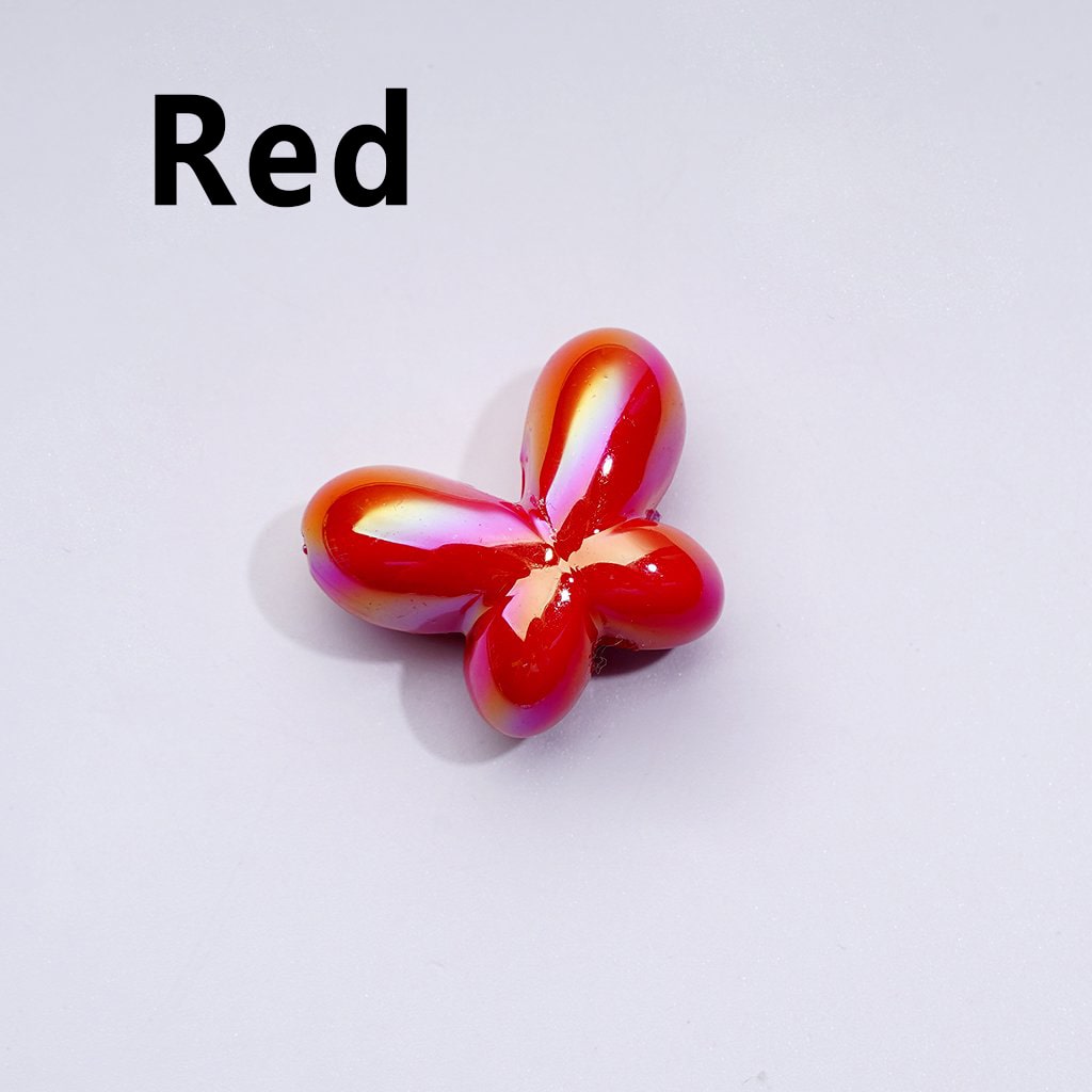 UVコーティング 光沢のあるかわいい蝶の蝶結びアクリルビーズ 約25×19MM