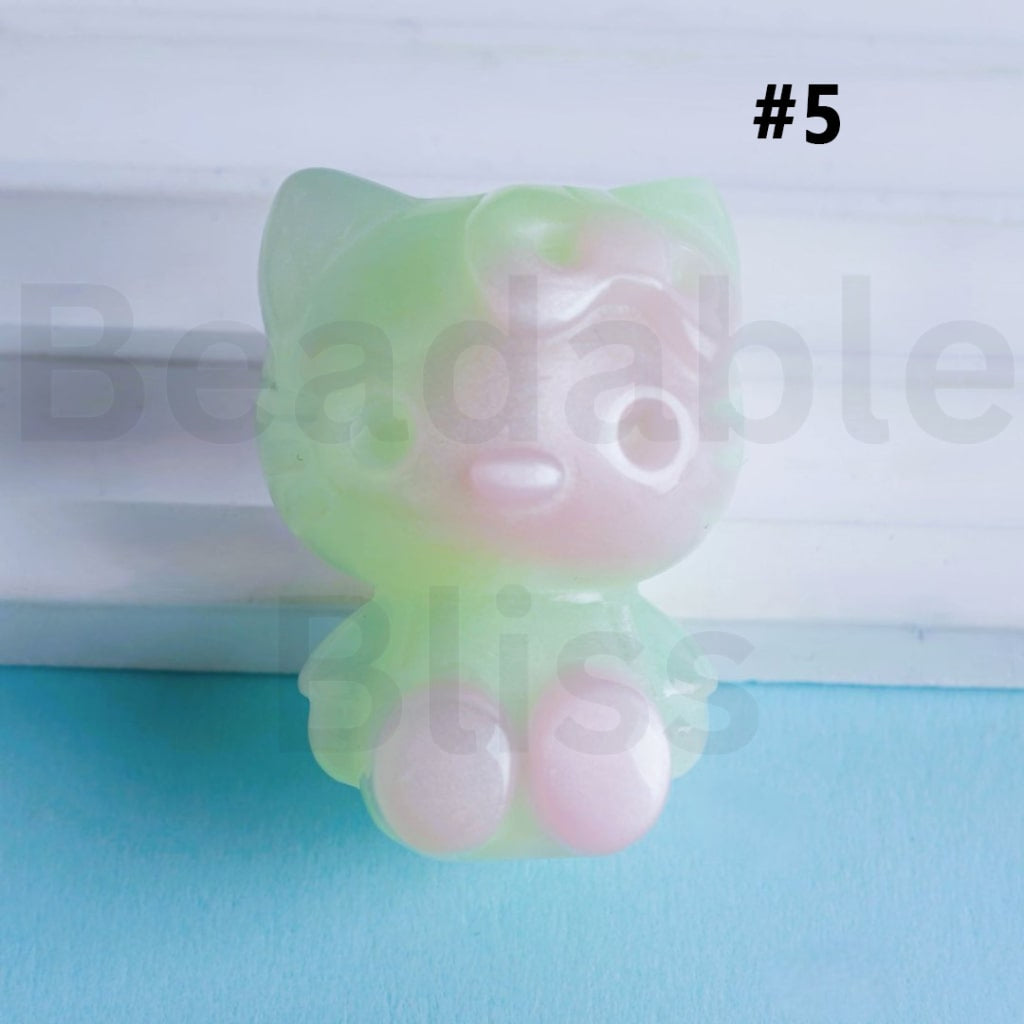 Glossy Gradient Ombre Color HK Kitten Acrylic Beads, Around 24*33MM