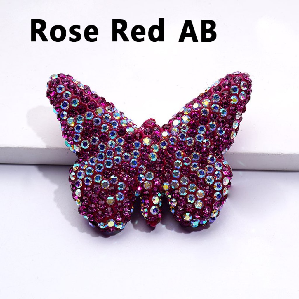 Exquisite Multi-Color Butterfly Clay Beads with Shiny Rhinestones, 54*41MM
