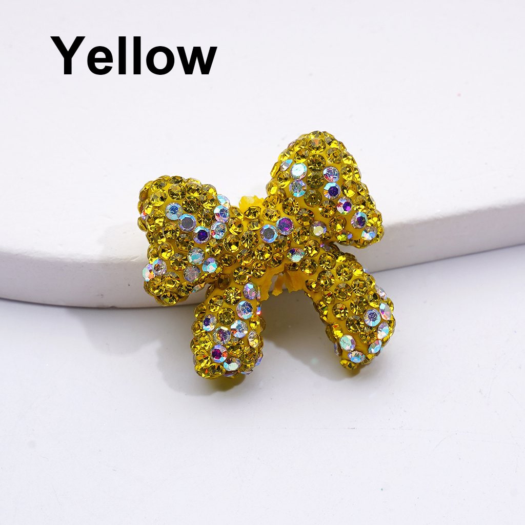 Multi-Color Cute Bowknot with AB Rhinestones Clay Beads, 24*26MM, Random Mix