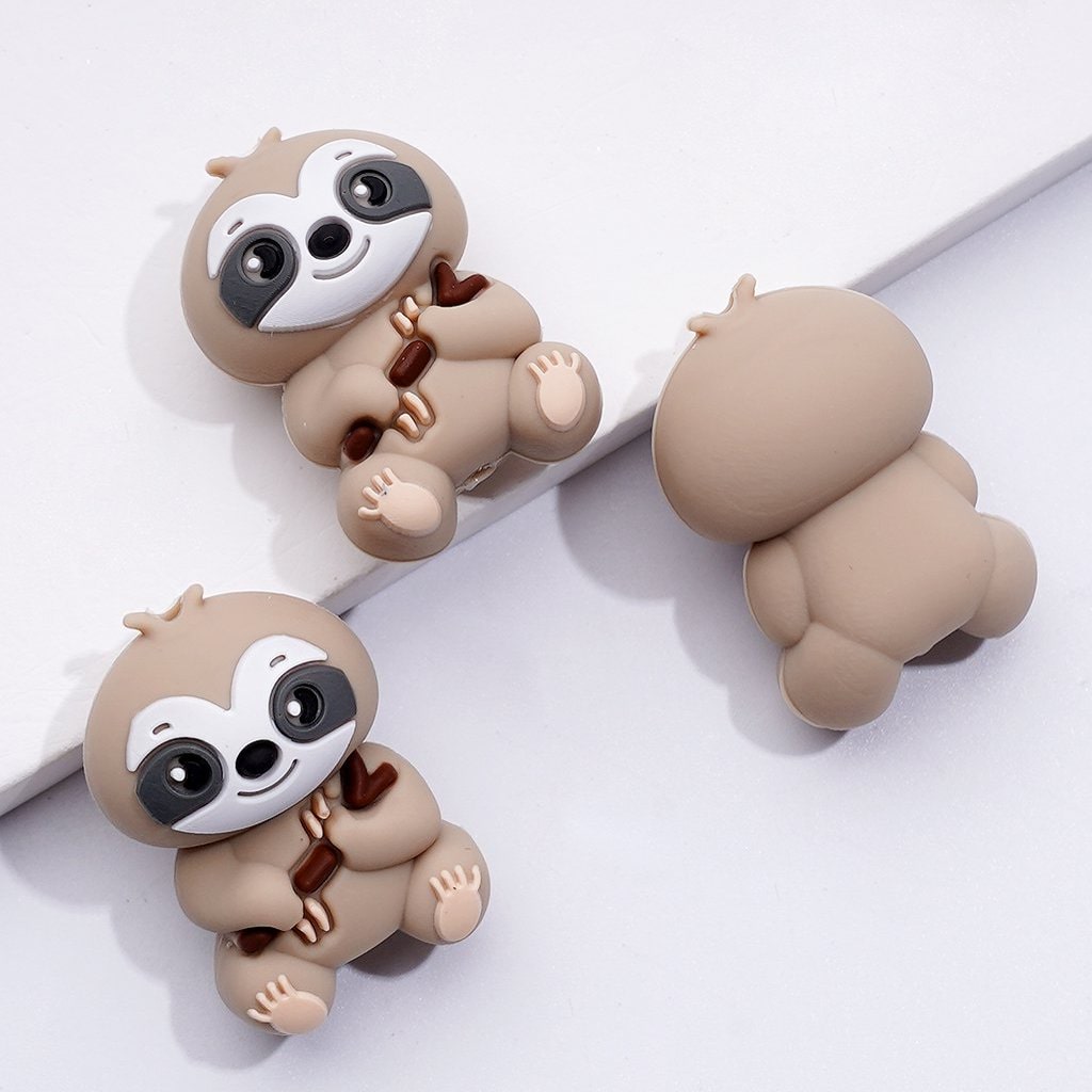3Dのかわいいナマケモノのシリコン製フォーカルビーズ