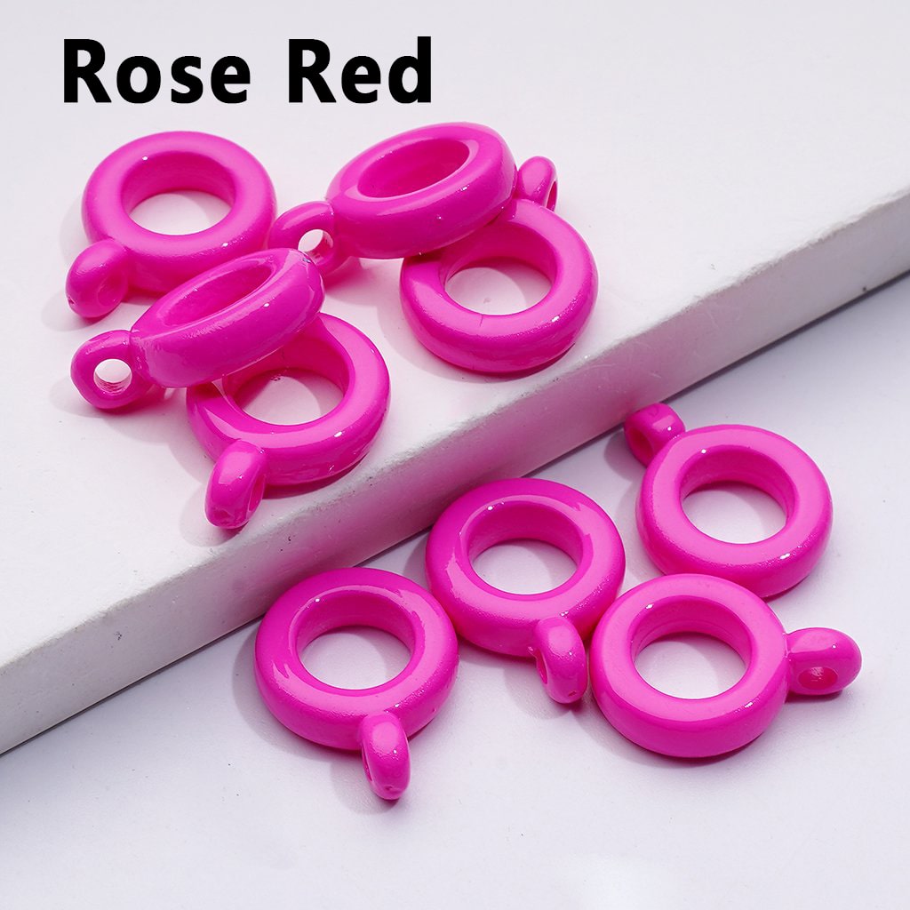 Solid Color Plastic Rings Loops with Mini Rings for Jewelry Accessories, 10MM