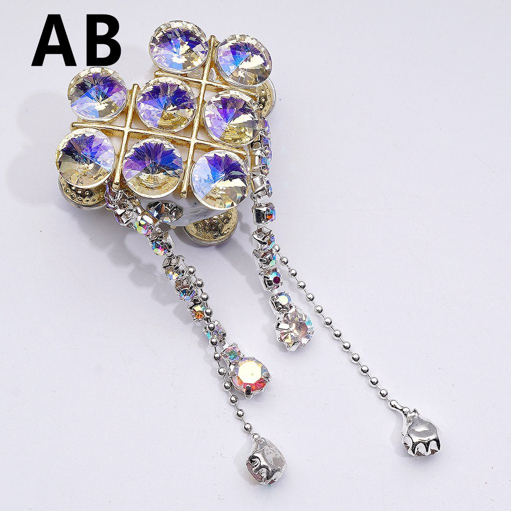 Exquisite Fancy Gold Alloy Heart with Shiny Rhinestones Chains Pendants Glitter Flowers Clay Beads, Around 34*28*18MM