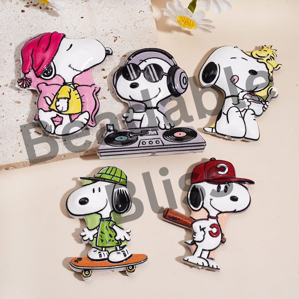 Acrylic Beads w Beagle Dog Character Series, Cartoon Sports & Lifestyle Design, Random Mix