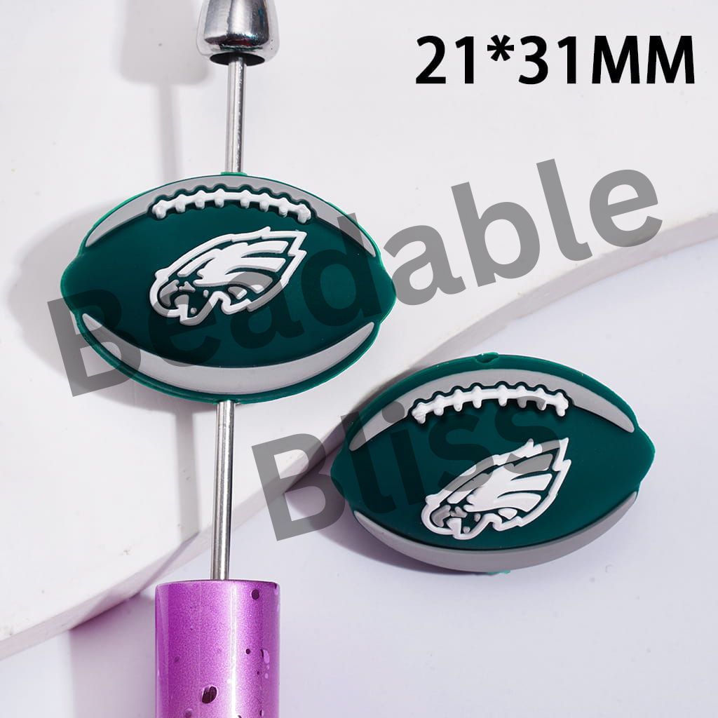 Silicone Focal Beads 3D Sports American Football Team Sports Theme Eagles