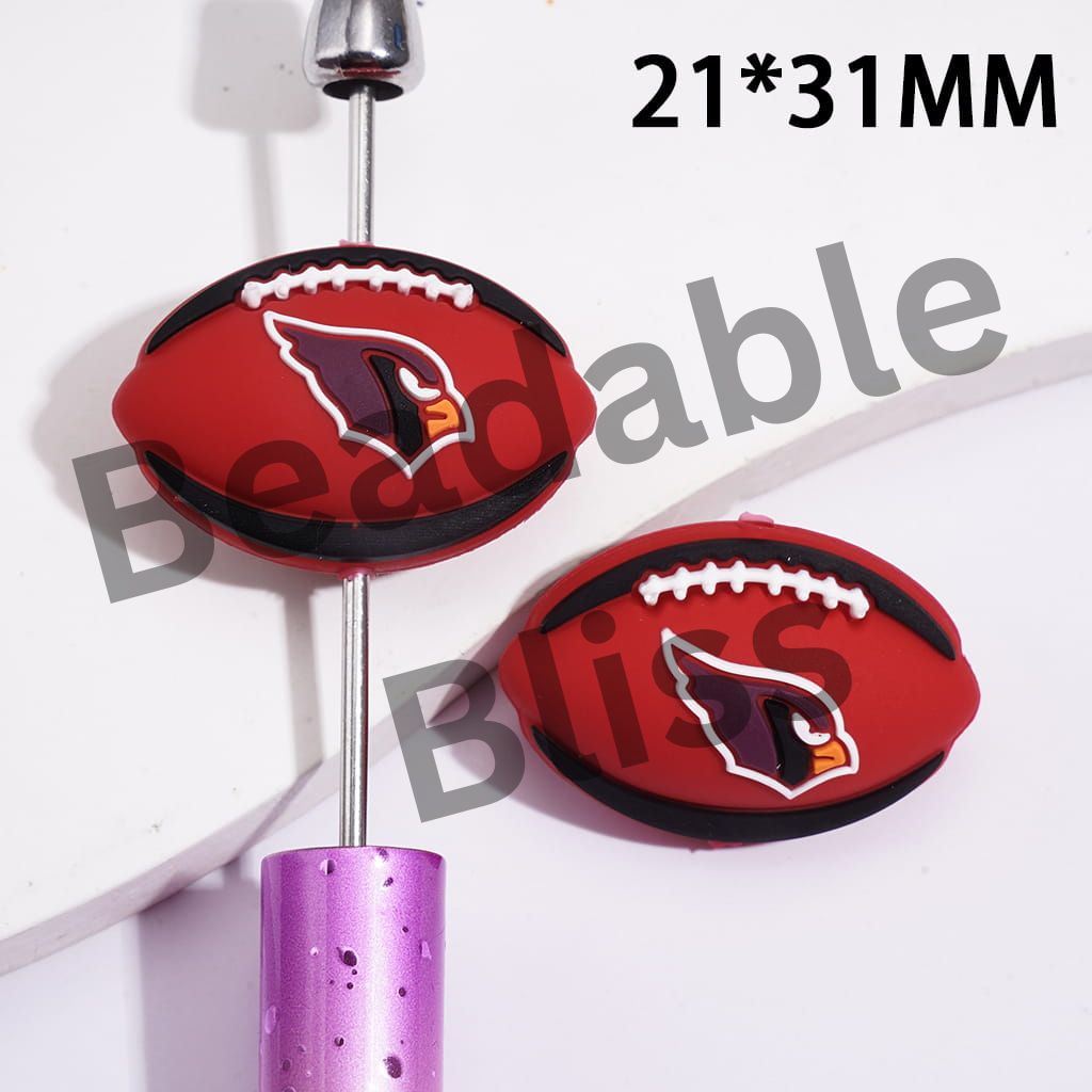 Silicone Focal Beads 3D American Arizona Football Team, Sports Theme