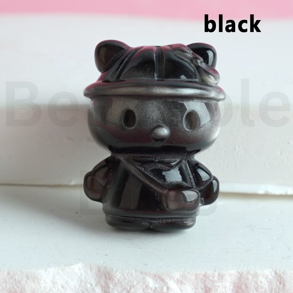 Glossy Colorful Cute HK Kitten with Cap Hat Bag Acrylic Beads, Around 31*22MM