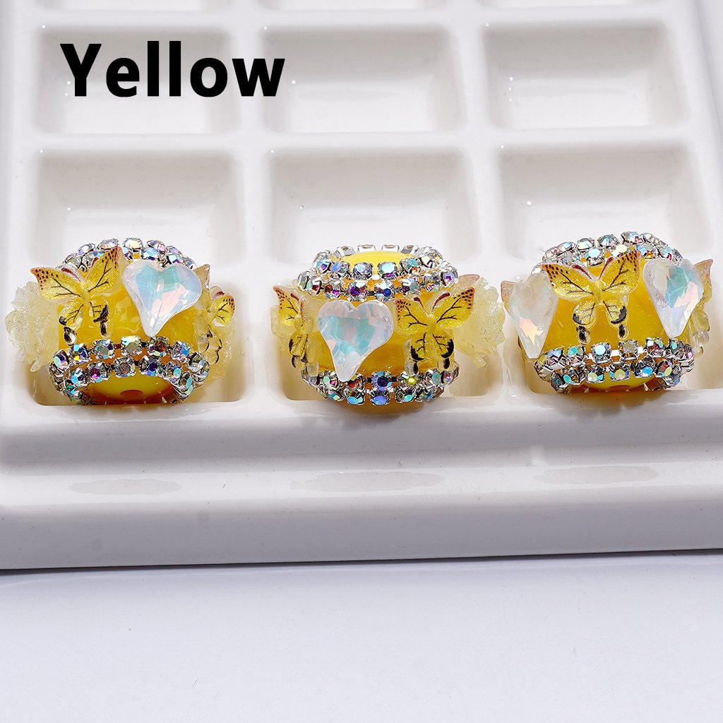 Fancy Glitter Flowers Cute Butterflies Shiny Hearts AB Rhinestones Chains Acrylic Beads, Around 16*24MM