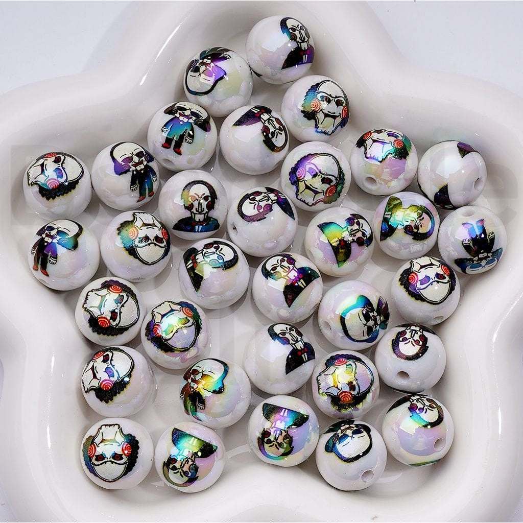 UV Coating Horror Crook Ma Acrylic Beads, 16MM, Random Mix