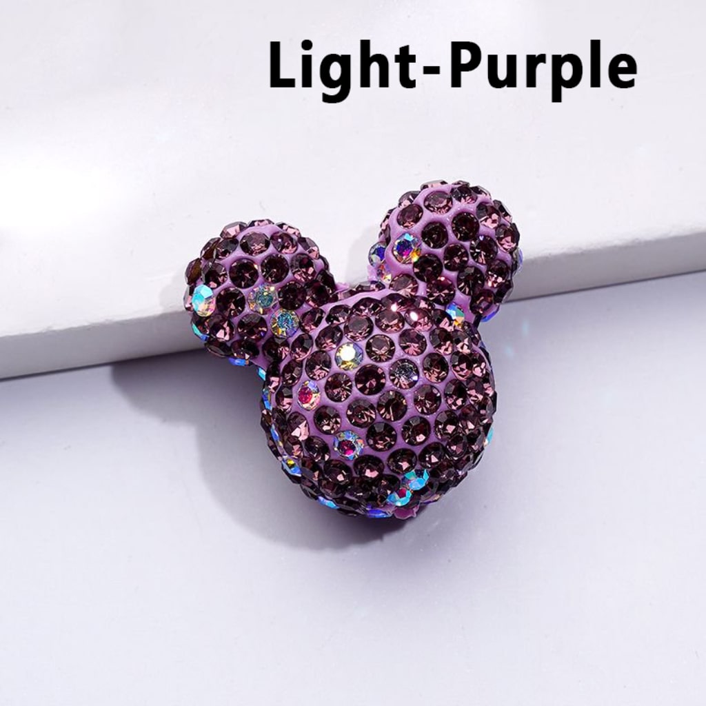 Vivid Cute Micke Minni Mouse Head Clay Beads with Multi-Color & AB Rhinestones, 22*24*17MM