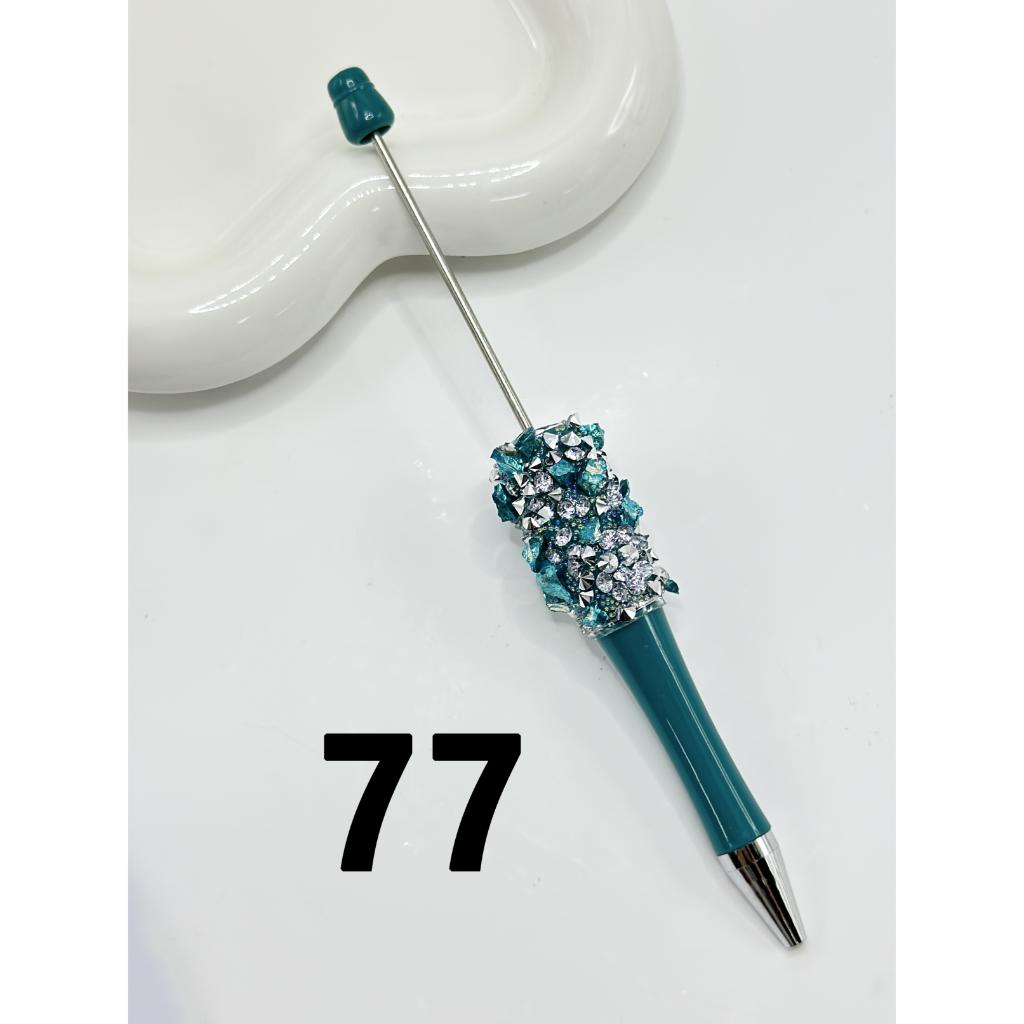 Beadable Pens with Clear Rhinestones in Solid Colors with Small Rock