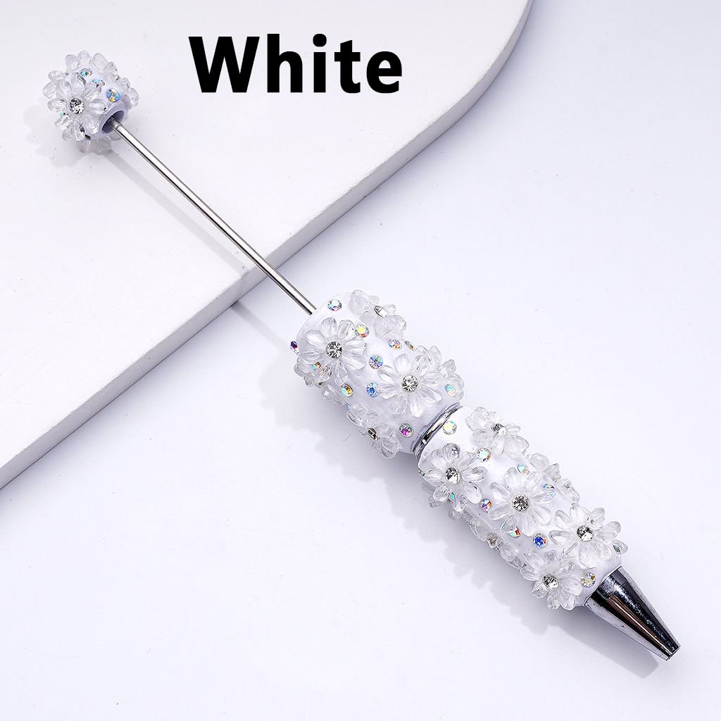 Multi-Color Beadable Clay Pens with AB Rhinestones Mini Cute Flowers Clear Rhinestones Inside