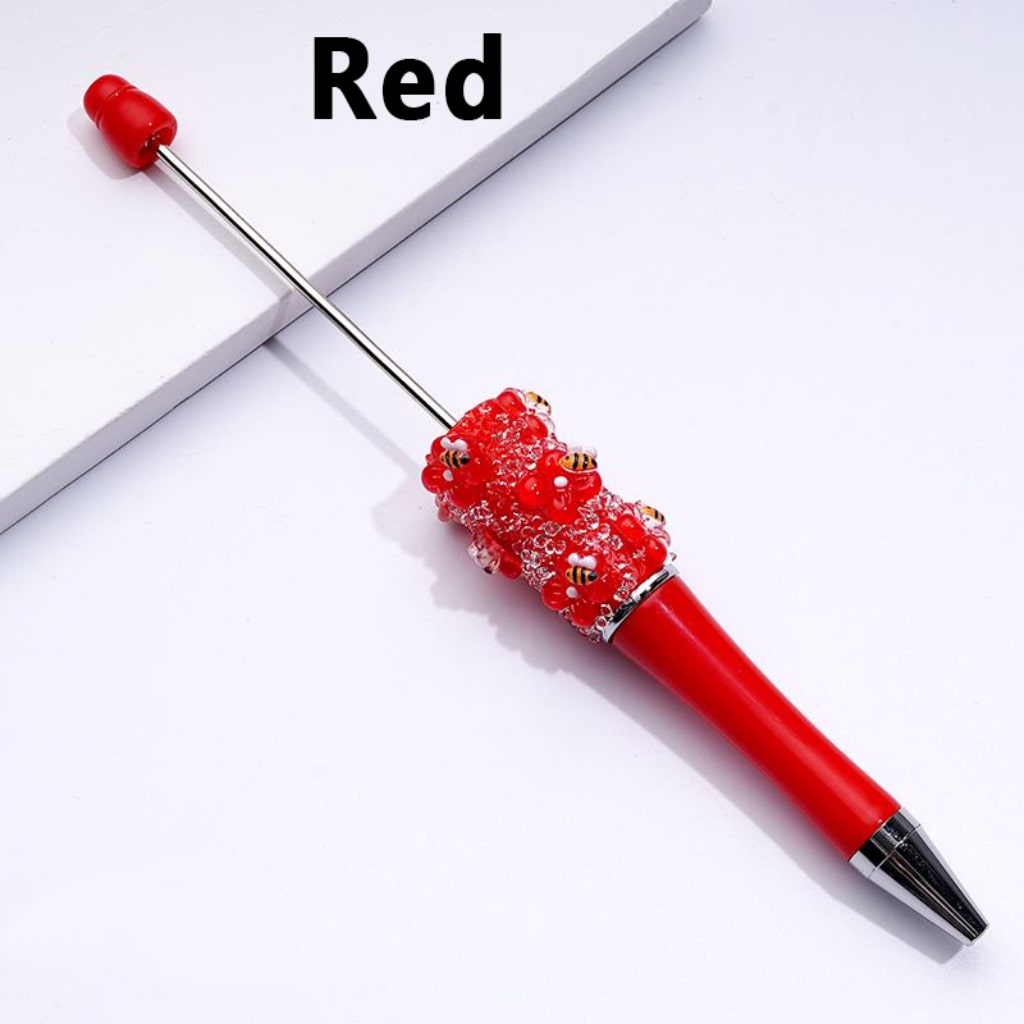 Beadable Pens with Mini Cute Bees Flowers Clear Sugars in Solid Color