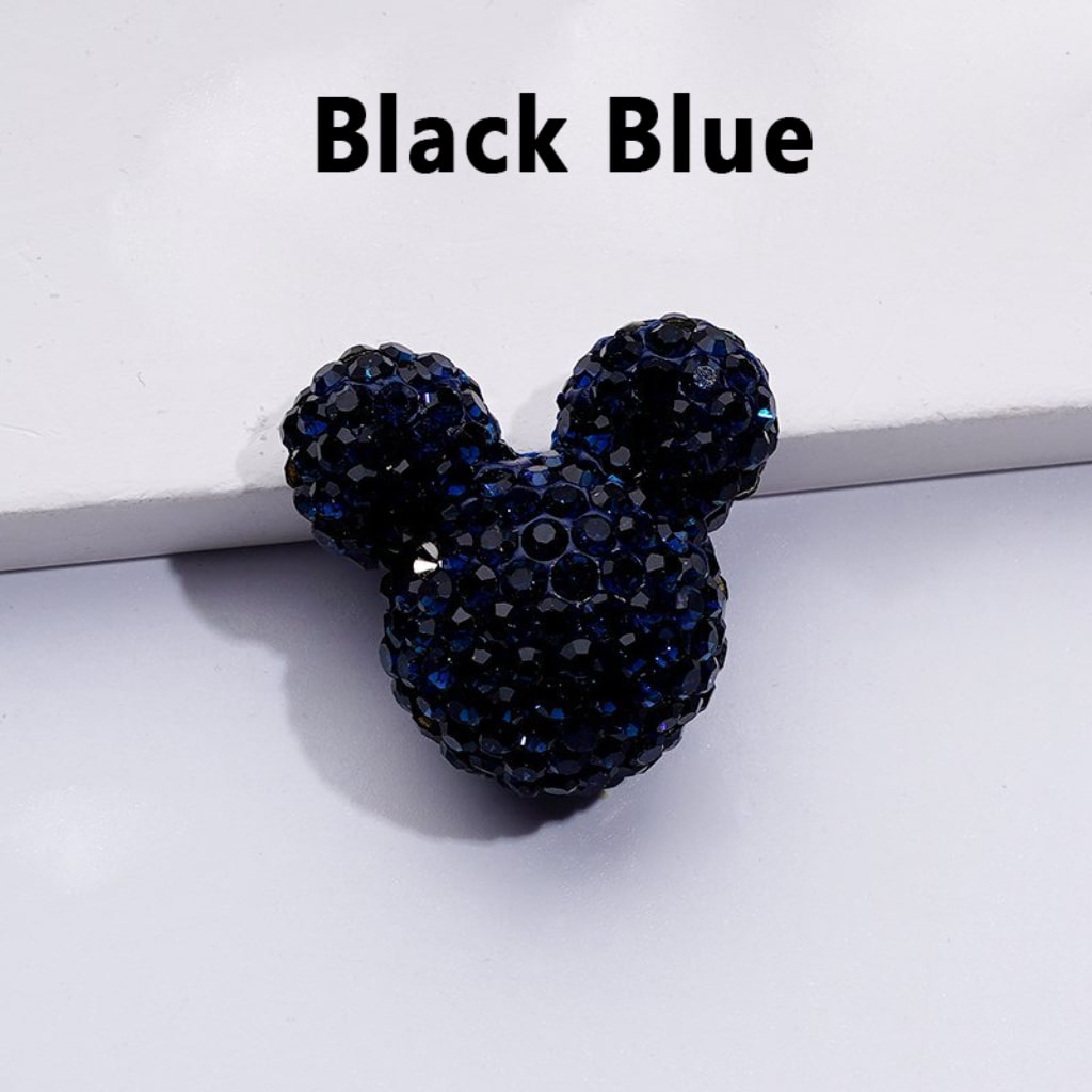 Vivid Cute Micke Minni Mouse Head Clay Beads with Shiny Rhinestones in Solid Color, 22*24*17MM
