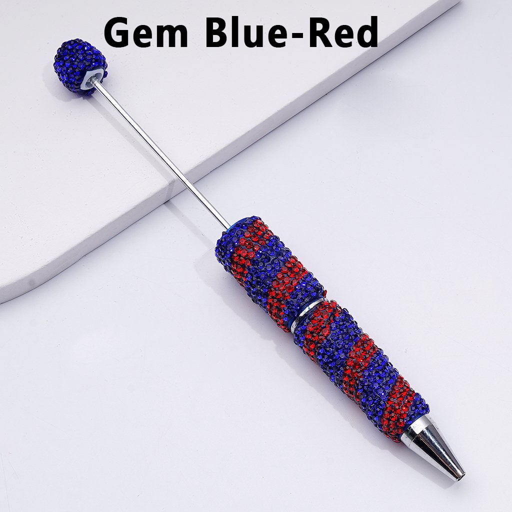 Beadable Clay Pens with Oblique-Stripe Double Color Rhinestones Covered the Entire Pen